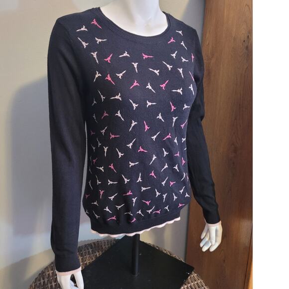 Elle Blue Eiffel Tower Knit Sweater Women's Medium Paris France Europe Travel - Picture 1 of 10